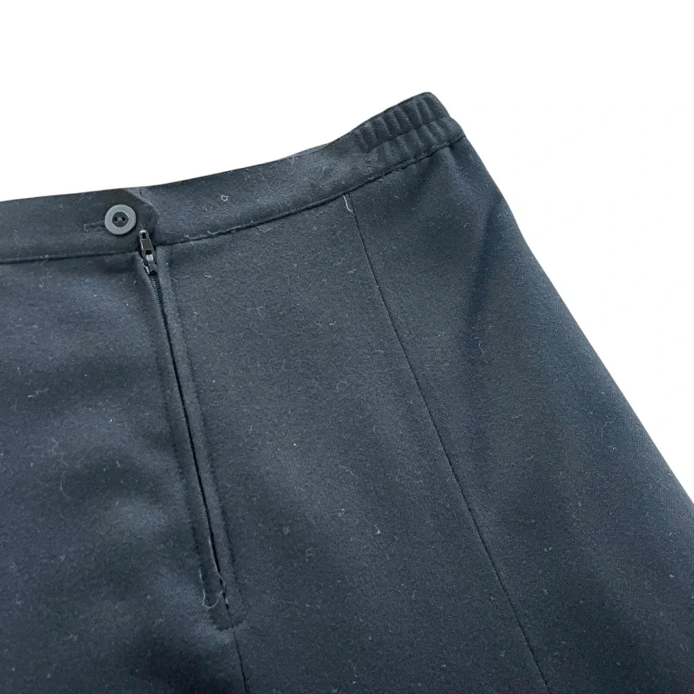 Barclay Square Women’s 10 Black 100% Pure Wool Vintage A-line Pleated Midi Skirt